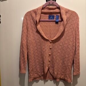 JH Collectibles Sweater Size Large 40" Chest X 19" Length Mauve Pink Cardigan